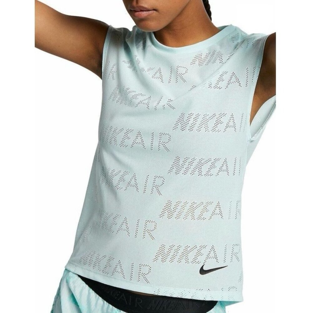 Nike Air Laser Cut Sleeveless Workout Top in Aqua